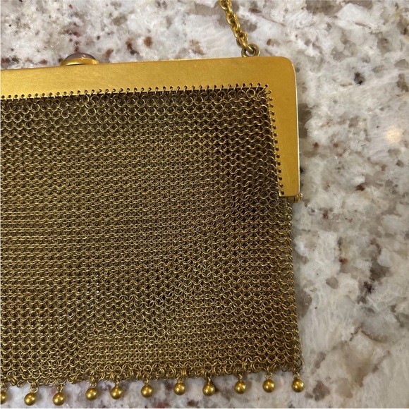 Vintage Whiting & Davis Gold Mesh Black Enamel Evening Handbag - Picture 4 of 4